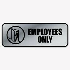 Bargainwizz Office Supplies COSCO Brushed Metal Office Sign, Employees Only, 9 X 3, Silver