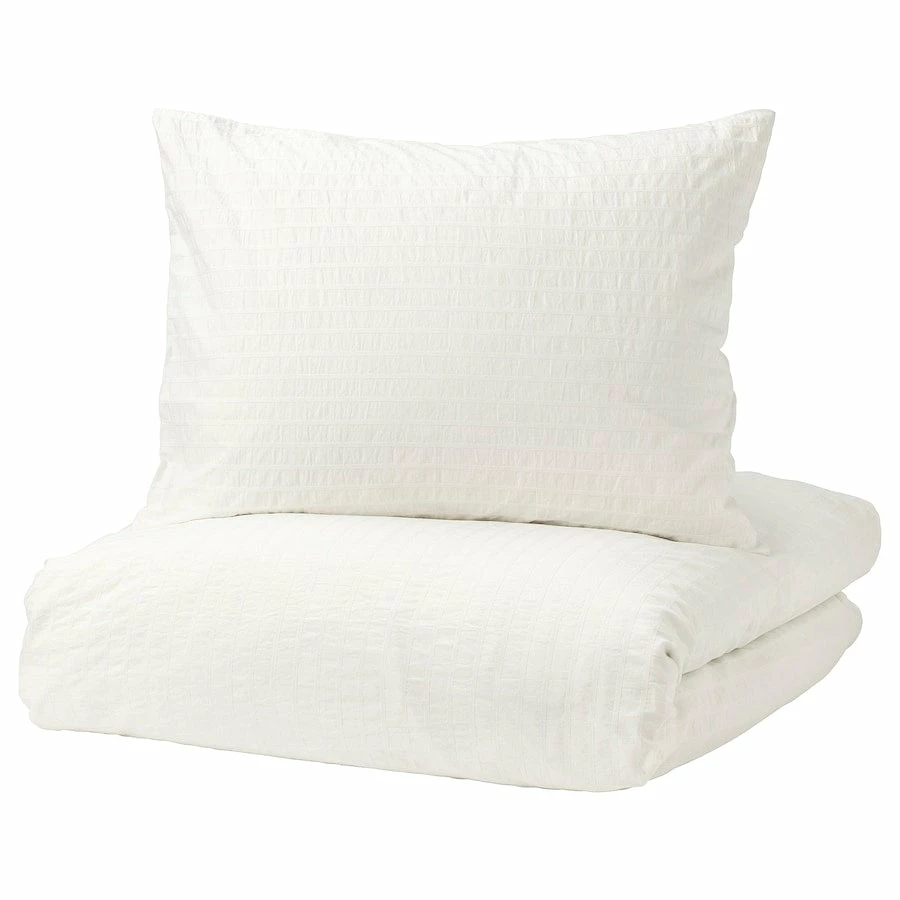 Bargainwizz Ikea OFELIA VASS King Duvet Cover W/ Pillowcases Dobby Woven Bed Set White 2 Bargainwizz Ikea OFELIA VASS King Duvet Cover W/ Pillowcases Dobby Woven Bed Set White