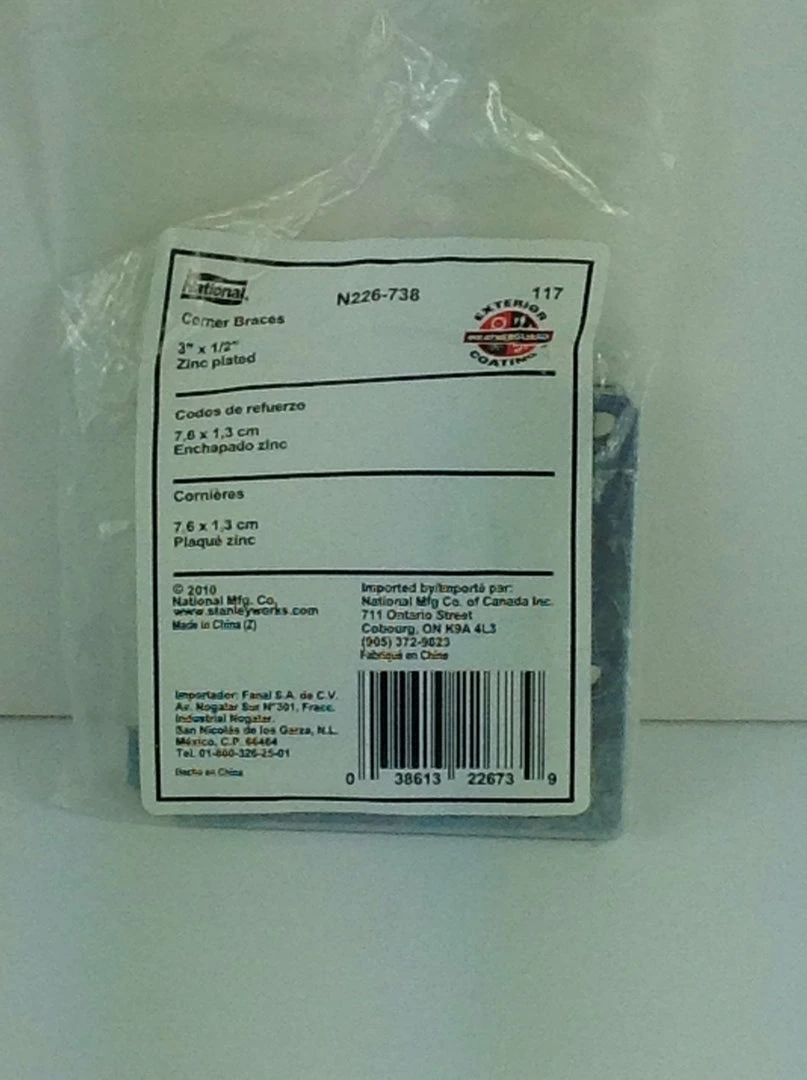 Bargainwizz Zinc Plated 3" X 1/2" Corner Braces 4Pk NATIONAL Mending Plates N226-738 Zinc 2 Bargainwizz Zinc Plated 3" X 1/2" Corner Braces 4Pk NATIONAL Mending Plates N226-738 Zinc